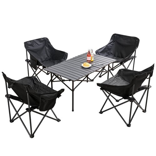 Moon Chair Outdoor Picnic Camping Portable Mountain Camping Fire Pit Tea Table Leisure Courtyard BBQ Set of 3