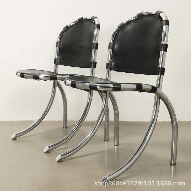 Heart Furniture | Bauhaus Style 304 Stainless Steel Leather Restaurant Dining Chair Designer New High-End Backrest Chair
