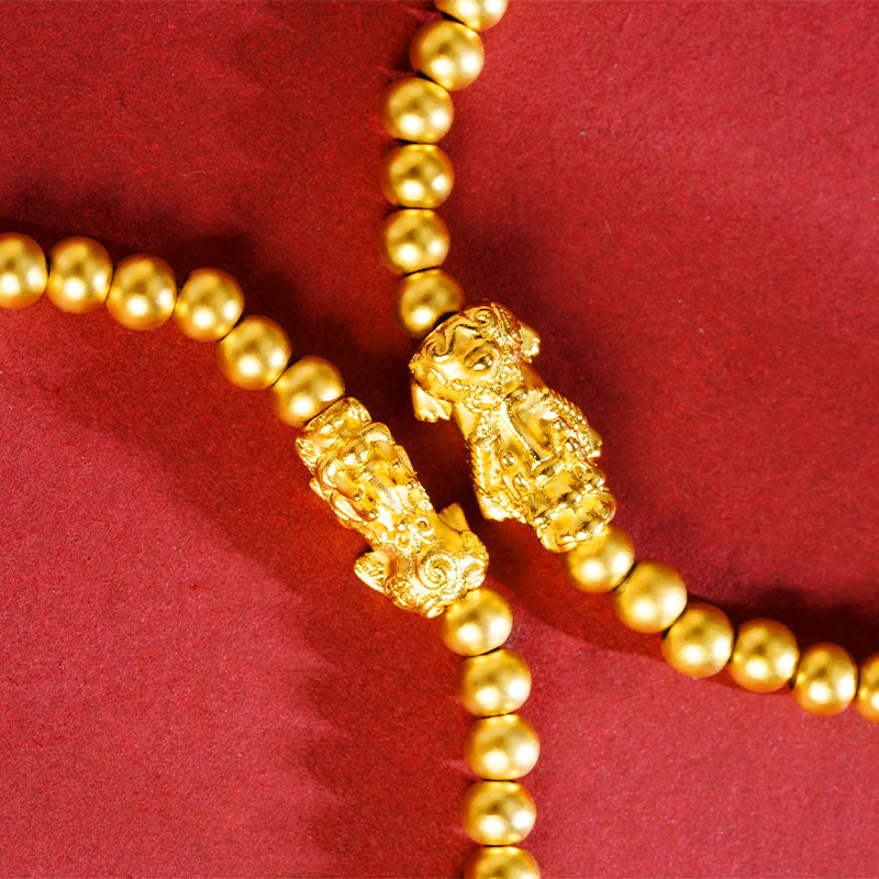 Fábrica directa de oro de arena de arroz de cuentas de pulsera de estilo chino herencia de la antigua ley de la marea nacional auspiciosa joyería de cobre chapado en oro al por mayor