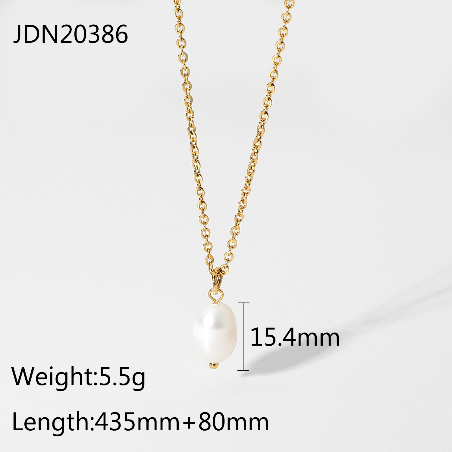 18k Fashion Single Pearl Stainless Steel Chain Necklace Wholesale Nihaojewelry display picture 7