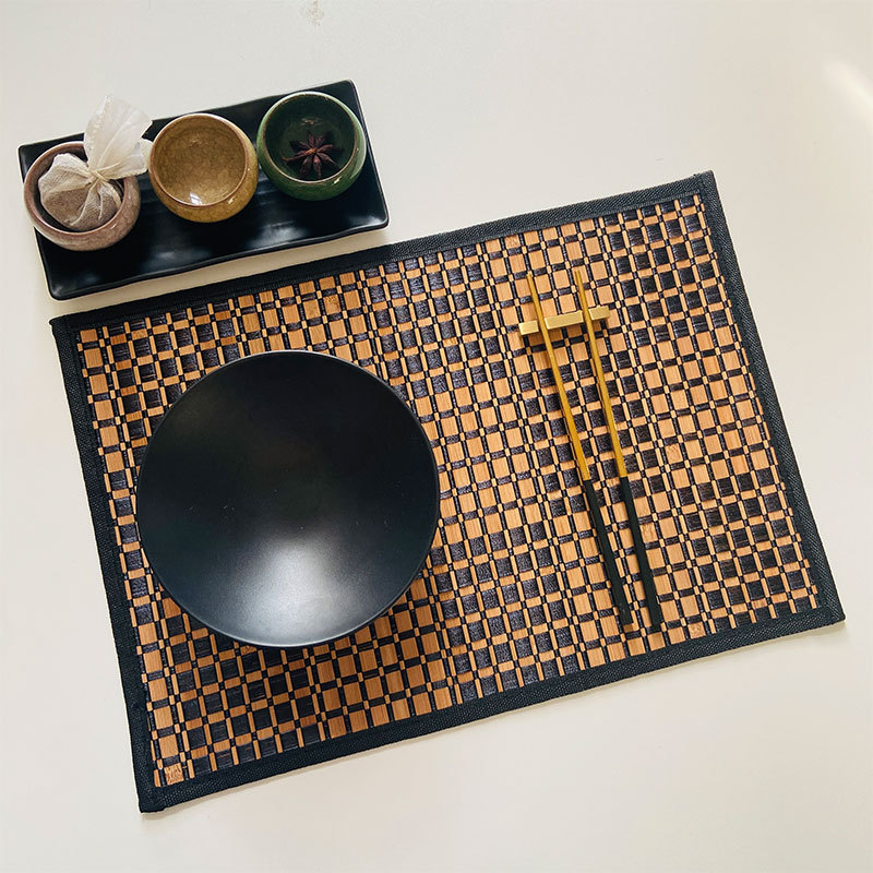 Estera de té china transfronteriza tejida de cordón de bambú cojín de mesa de té antideslizante aislante térmico cojín de té Zen