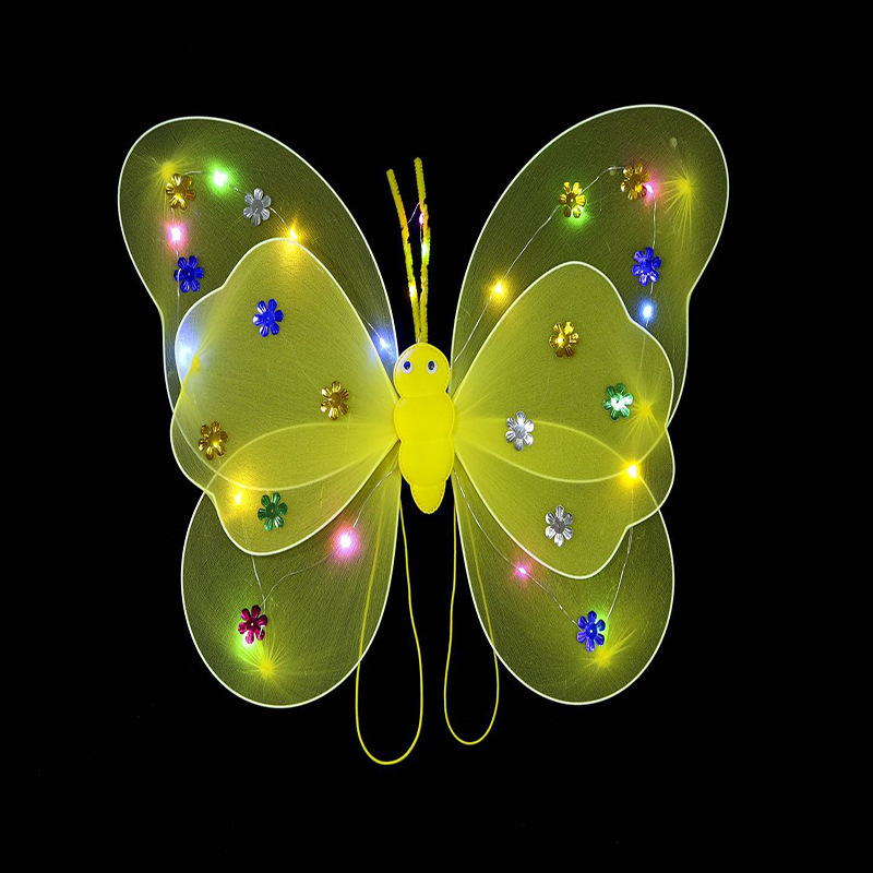 Mariposa luminosa alas de niña espalda juguetes flash niños maravillosos hadas varitas mágicas hadas flores set de tres piezas