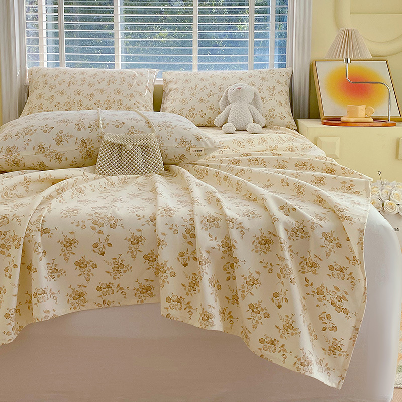 Nueva clase A algodón floral viejo y grueso sábana gruesa de una sola pieza de algodón puro 100 ropa de cama individual de dormitorio de primavera y verano de tres piezas
