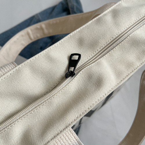 大容量字母帆布托特女包新款都市简约单肩包文艺上课学生布袋