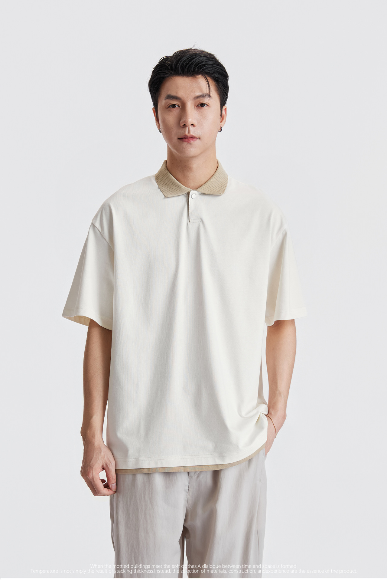 Áo Polo Nam Cổ Bẻ Phong Cách Cổ Điển, Chất Liệu Cotton Thoáng Mát, Form Rộng Vai Xuôi — màu sắc chi tiết 2