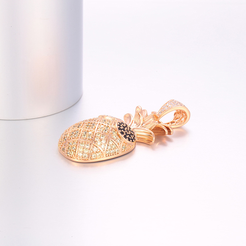 Colgante de Piña de Aleación de Cobre y Circona Artificial Chapado en Oro de 18K image 4