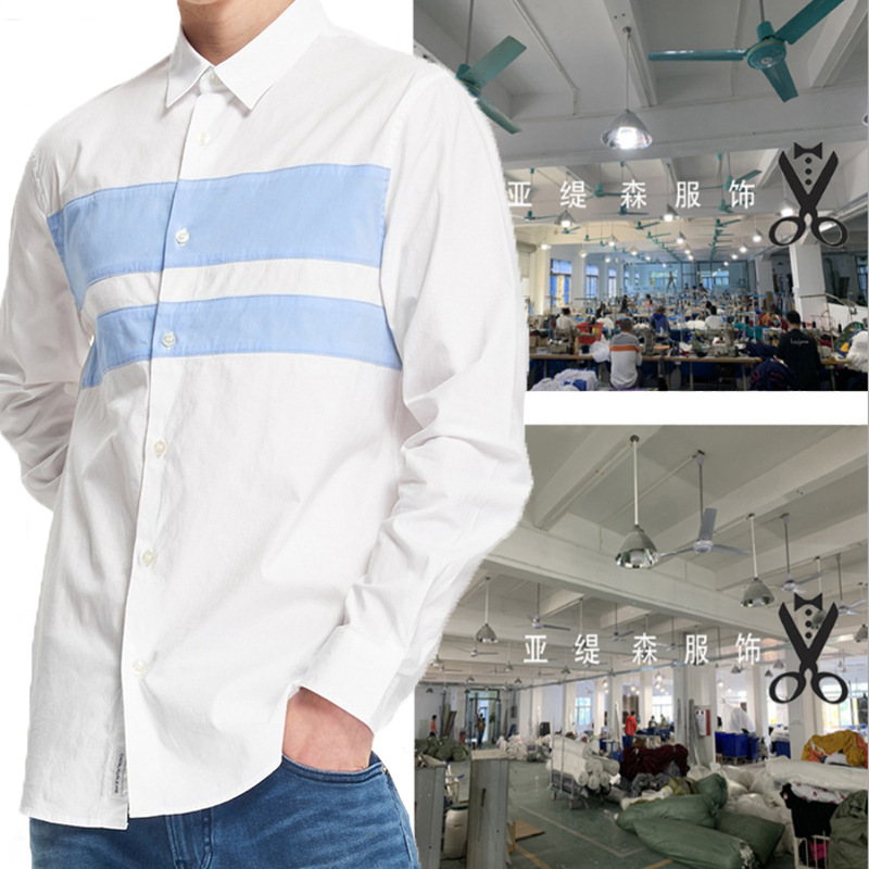 跨境工厂服装欧美大码男士外贸长袖衬衫定制LOGO男装园领包工包料
