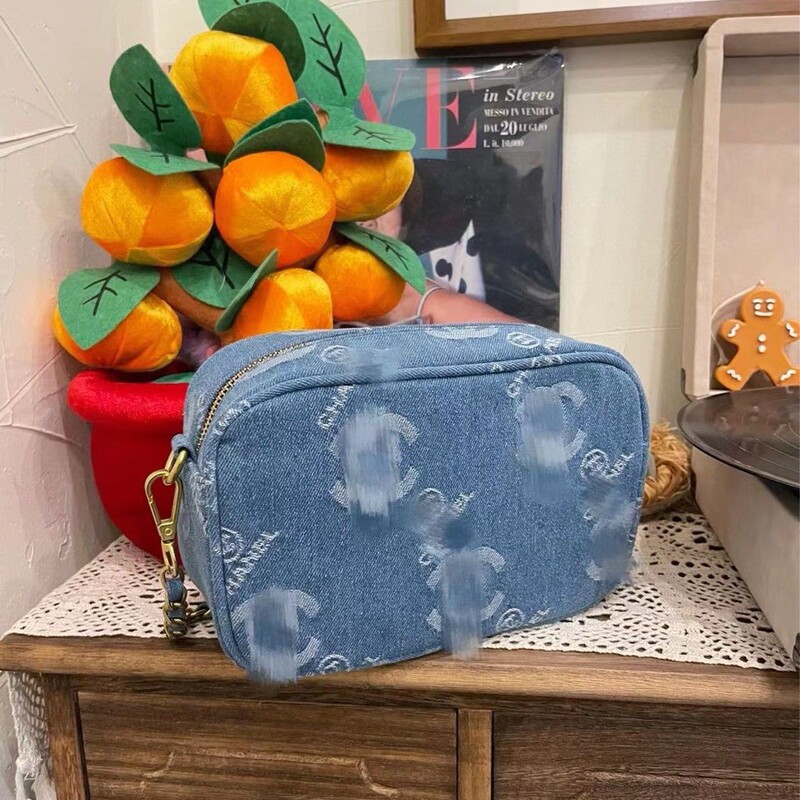 Vip Gift Denim Bag Denim Box Shoulder Crossbody Bag European and American Style Makeup Bag Printed Chain Women's Bag
