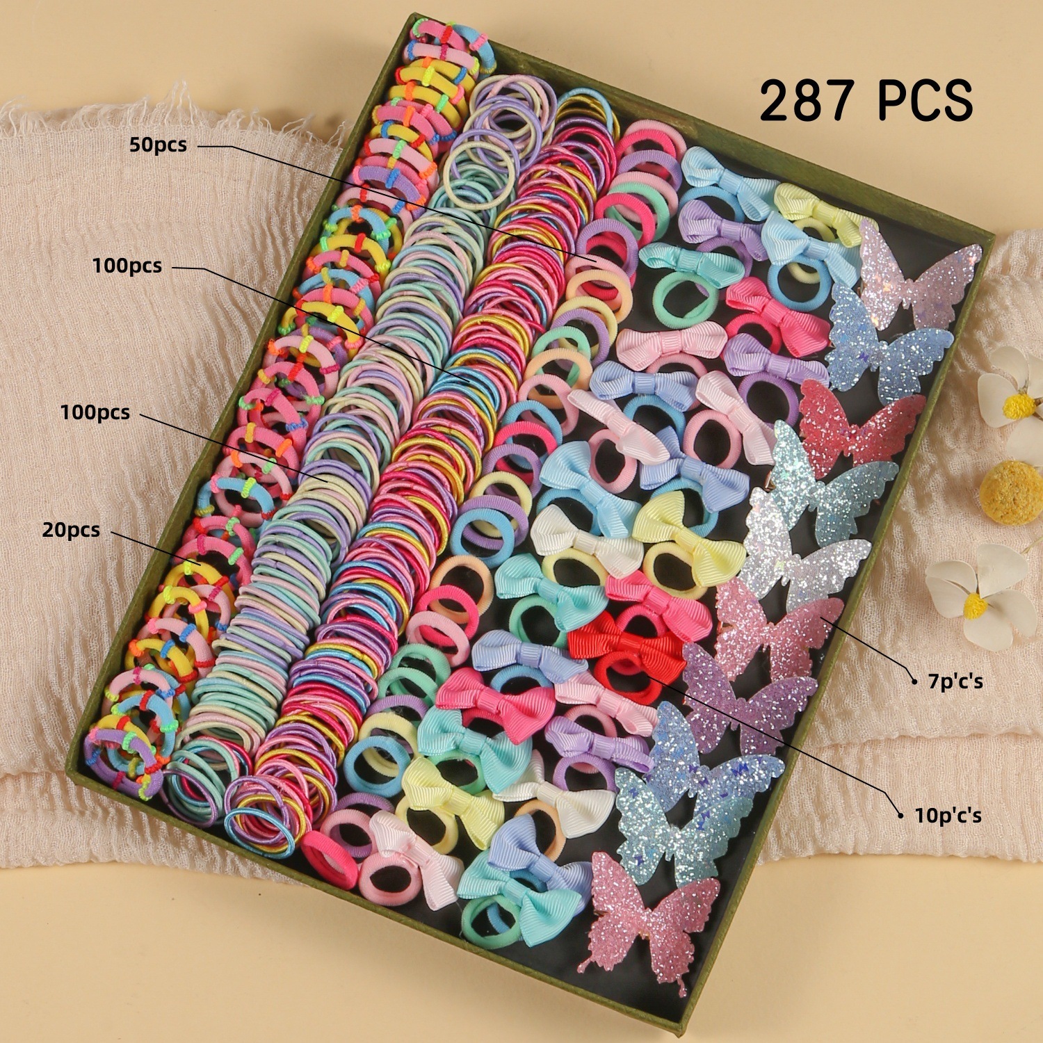 Clips para el cabello de niños, anillo para el cabello, clips para el cabello, caja de regalo, banda de correa de princesa, conjunto de peluquería, regalo diario para bebés