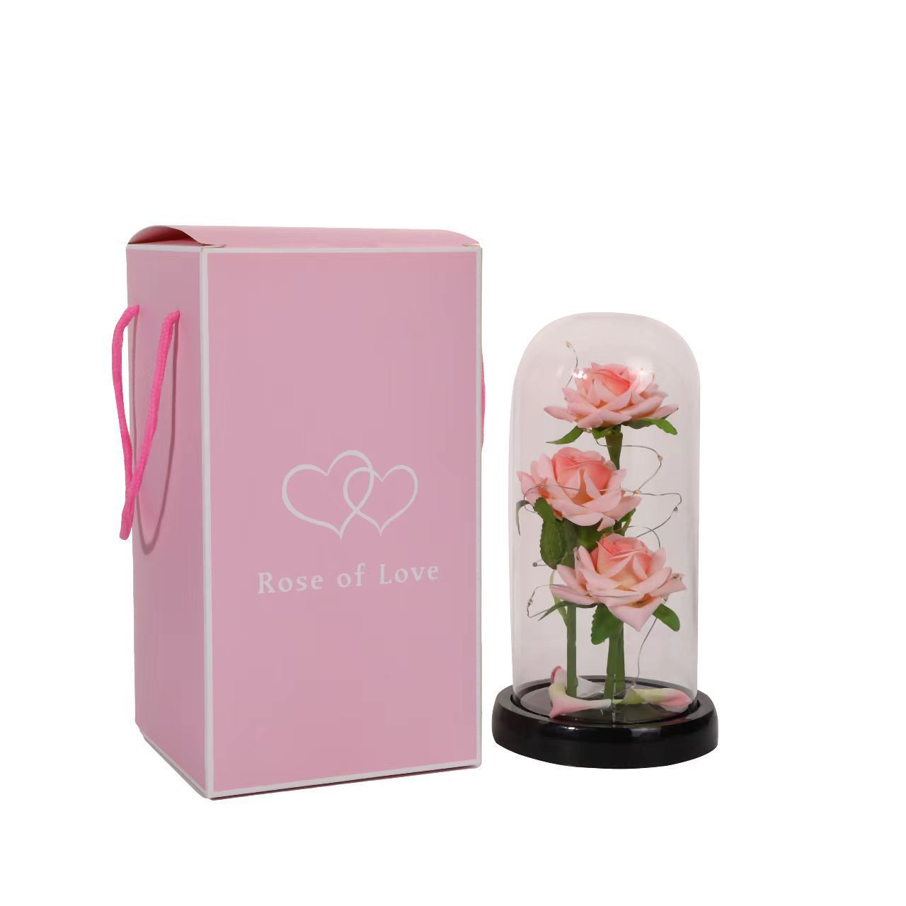 Simulación transfronteriza de rosas cubierta de vidrio adornos flores secas eternas ramo de flores Día de San Valentín Día de la Madre regalo de cumpleaños creativo