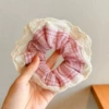 1# Rhinestone lattice large intestine ring pink-13cm