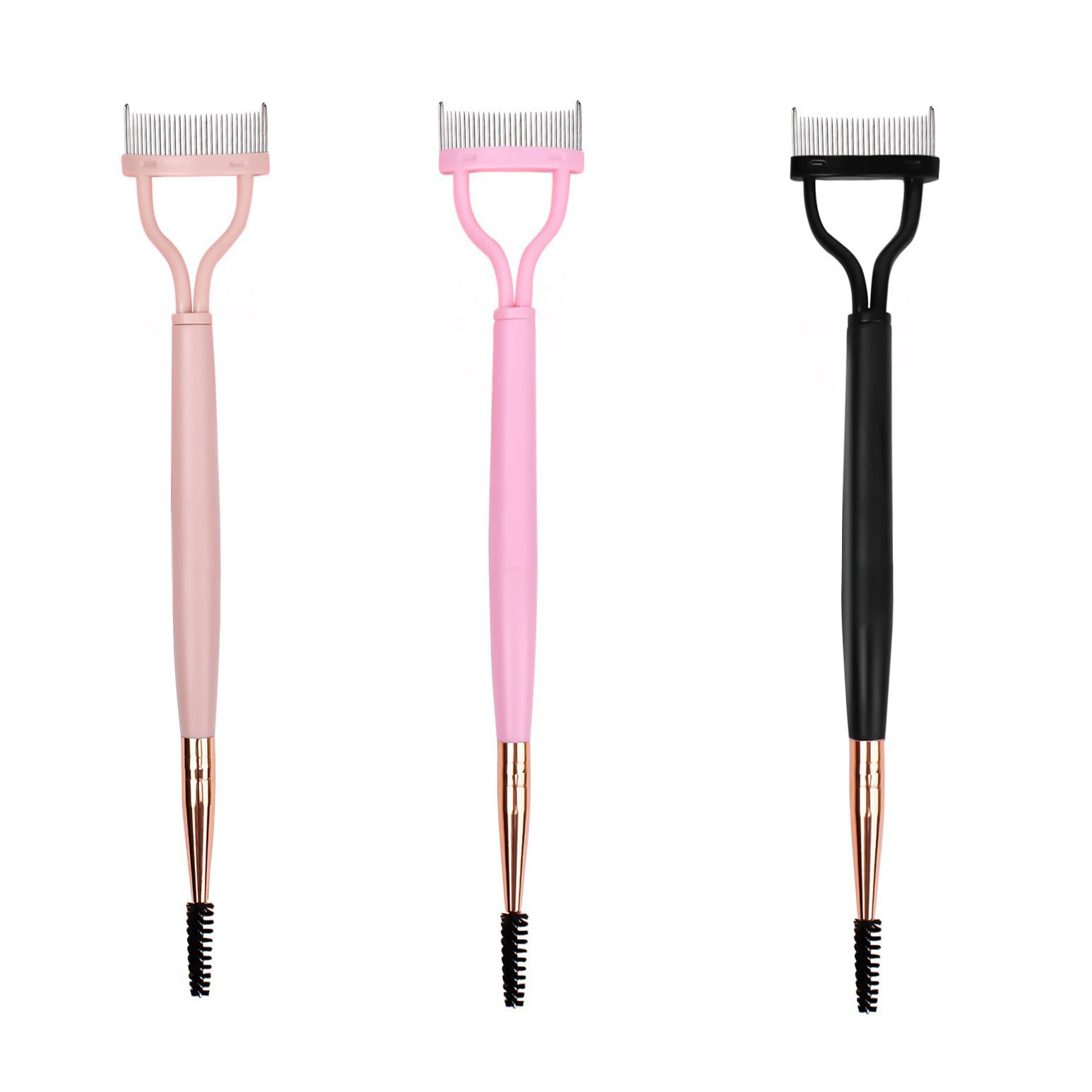 Foldable Semi-Curved Eyelash Comb, Portable Steel-Needle Tool, Multi-style Handles