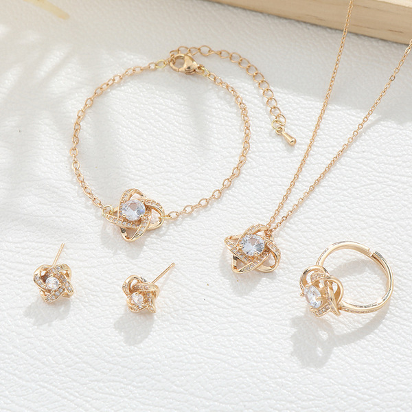 fashionable copper earrings with zircon