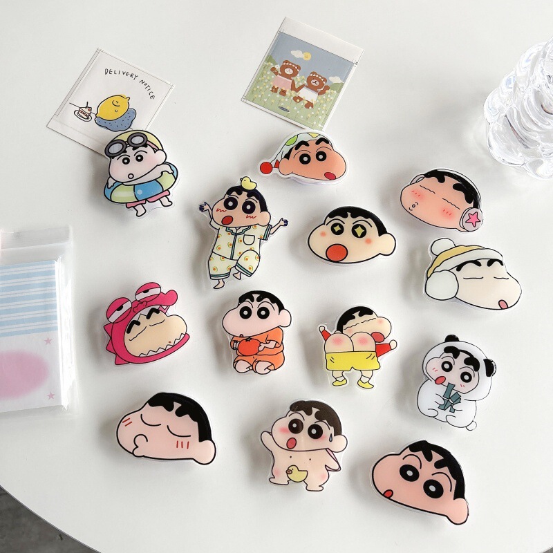 Mobile Phone Stand with Quirky Cartoon Crayon Shin-Chan Series Design, Adhesive-Backed Lazy Gadget, Creative, Rotatable, and Foldable