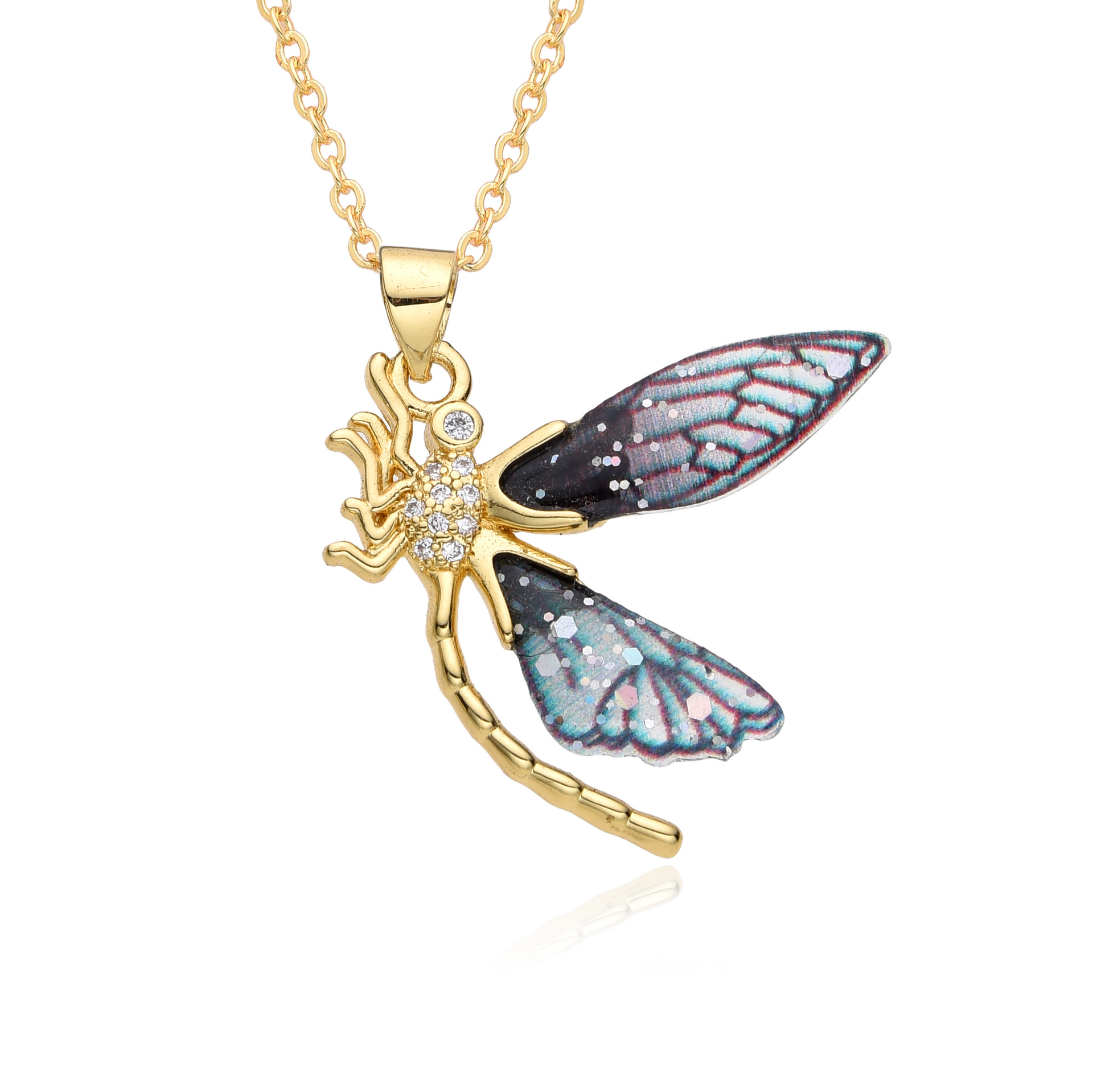 Wholesale IG Style Sweet Dragonfly Copper Inlay Zircon Pendant Necklace display picture 8