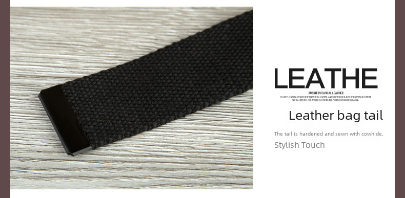 Double-loop Canvas Belt Men's and Women's Black D-shaped Buckle Cloth Belt Half-ring Long Canvas Belt_voghion.com