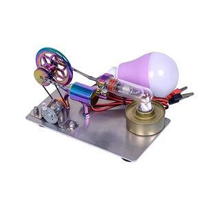 Stirling engine model, light bulb color random hair