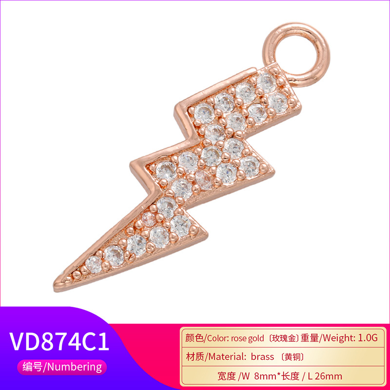 Wholesale Micro-inlaid Colored Diamond Lightning Pendant Nihaojewelry display picture 3