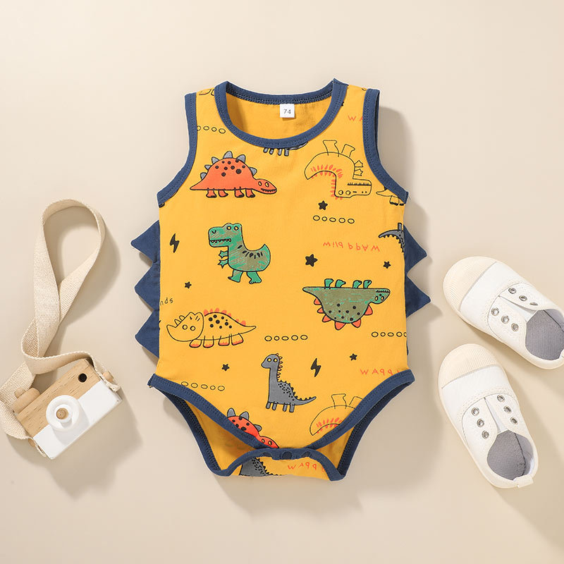 2021 Baby Clothes New Dinosaur Romper Jumpsuit Baby Cartoon Vest Jumpsuit Summer Clothing display picture 2