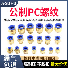 公制PC直通气动接头M5M6M8M10M14*1.5压力表头模具水嘴咀头M18M22