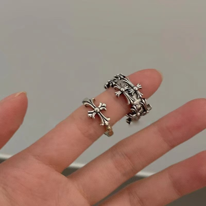 ダークオールドクロスオープンリング女性用ヨーロッパとアメリカンスタイルのニッチデザインリングシンプルでファッショナブルなパーソナライズされた人差し指リング|undefined