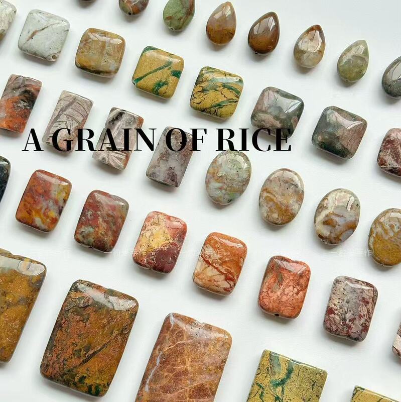 【Wu Shi Pai】Natural Stone Beads Handmade DIY Agate Jade Teardrop-Shaped Rectangular Necklace Materials and Accessories 【Wu Shi Pai】Natural Stone Beads Handmade DIY Agate Jade Teardrop-Shaped Rectangular Necklace Materials and Accessories