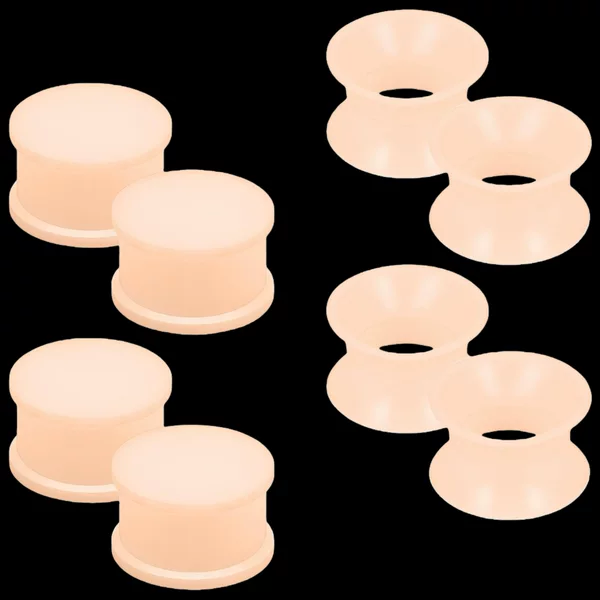 4 Pairs of Silicone Flesh-Colored Ear Expanders Hollow Earrings Set, Best-Selling on Amazon