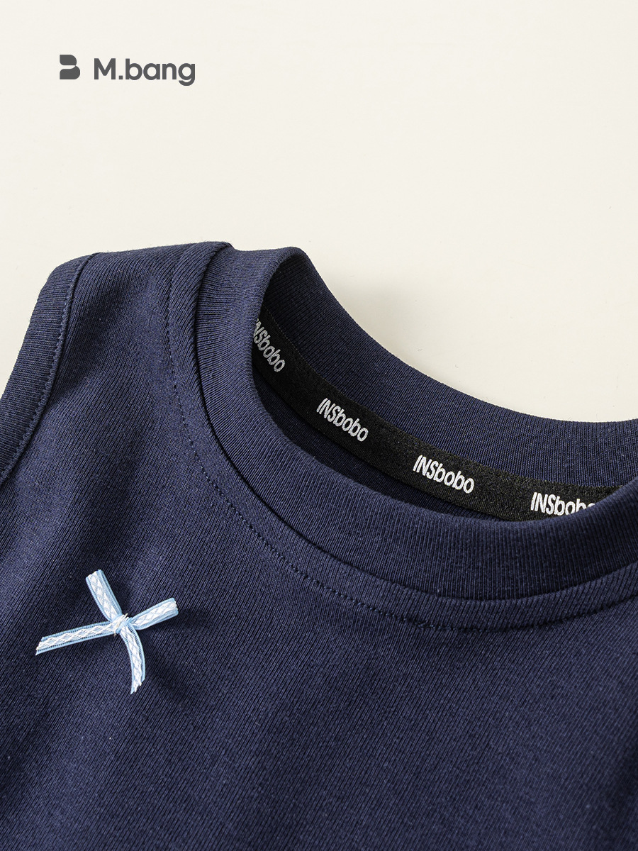 Youbao ropa para niños nuevos productos de verano cuello redondo para niños tops coreanos para niñas a cuadros ropa de patchwork chaleco con lazo