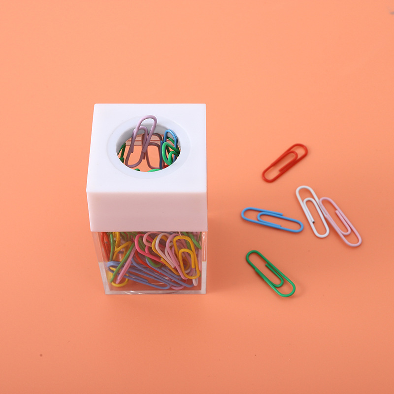 Clip de papel magnético barril clip de papel de color transparente clip de papel de plástico creativo factura almacenamiento marca suministros de oficina