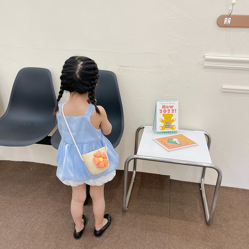Bolsa de playa de los nuevos niños del verano bebé mini bolso de hombro lindo niñas bolsa de accesorios de paja bolsa monedero