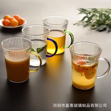廠家批發耐熱玻璃豎條紋水杯高硼硅玻璃茶杯簡約日式咖啡杯玻璃杯
