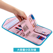 亚马逊钩针工具收纳包印花编织工具DIY勾针毛衣针套装碎花钩针包