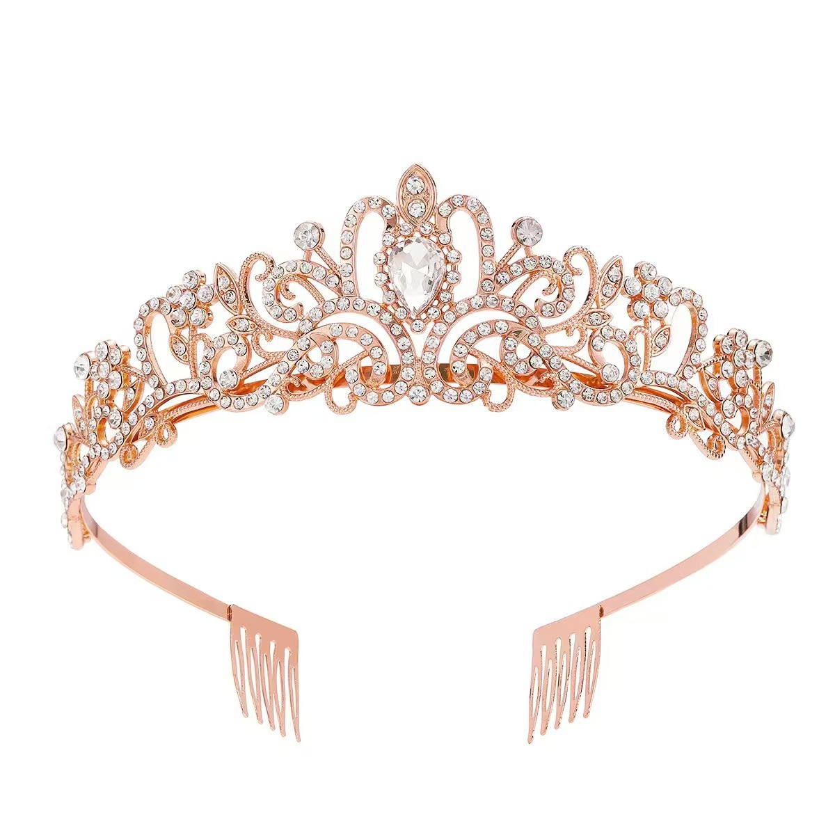 European and American Wedding Bride Crown Headwear Crystal Hair Accessories Wedding Photo Studio Queen Hair Accessories Crown Hair Hoop