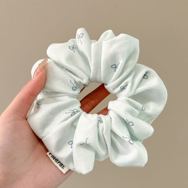 Mori pequeño arco fresco flor triturada intestino anillo de cabello para mujeres coreanas cabello cuerdas de cabello suaves cubierta de banda de goma de cuero