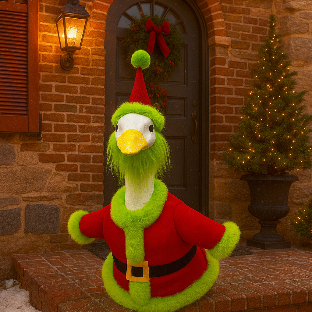 Porche gansos disfraces de Santa Claus Navidad Grinch verde extraña vestido de jardín decoración de jardín