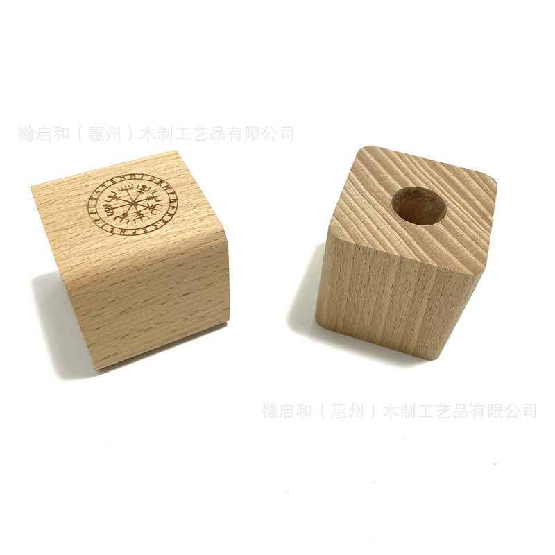 新款木质烛台杯蜡烛圣杯圣坛能量祭坛摆件木头维京罗盘如尼符号|undefined