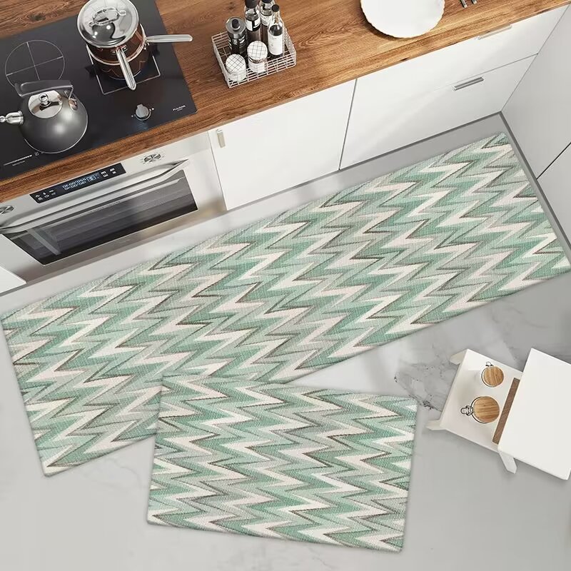 Cocina transfronteriza alfombra de terciopelo de cristal antideslizante resistente a la suciedad fácil de cuidar alfombra de pies doméstica absorción de agua resistente al desgaste fácil de almacenar alfombra de suelo