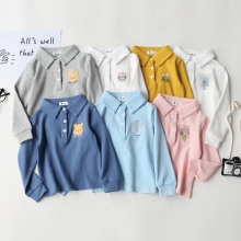 儿童春秋装学院风POLO衬衫2025男女宝宝长袖翻领上衣洋气纯色衬衣