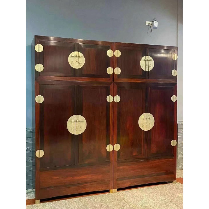 Laos Red Rosewood, Cochin Rosewood, Black Floating Red Ming Style Single Board Top Chest Cabinet Large Wardrobe Bedroom Ornaments