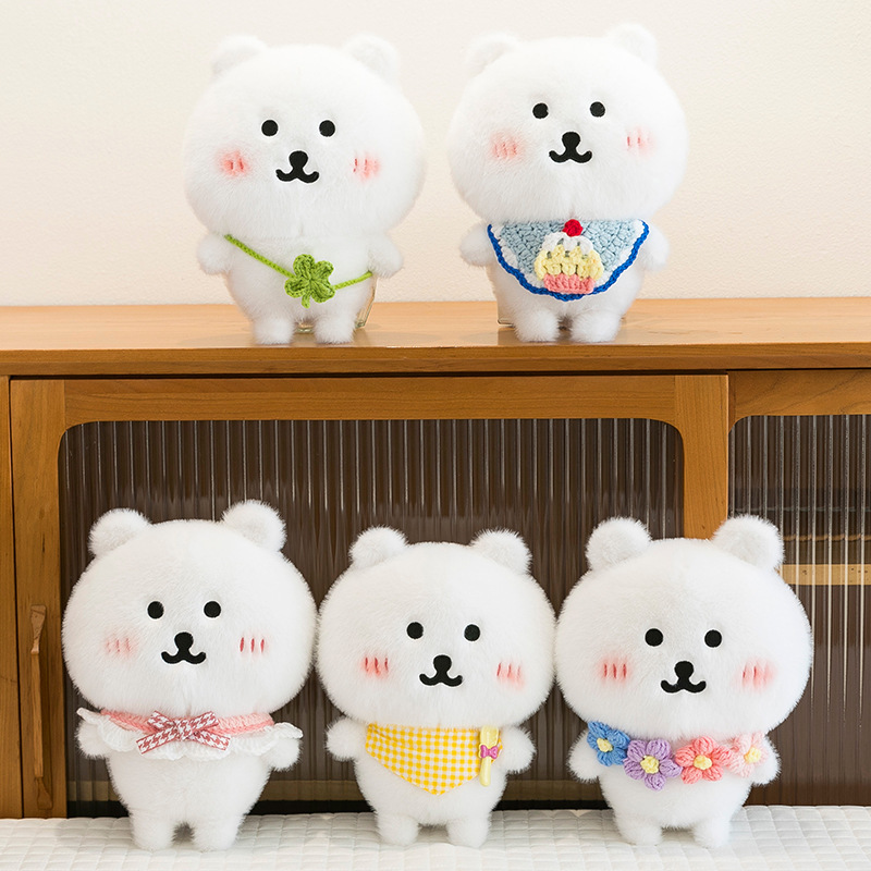 新しい自己嘲笑小さな白いクマよだれかけ布人形人形スカーフアクセサリークマ人形子供の diy 着替え服|undefined