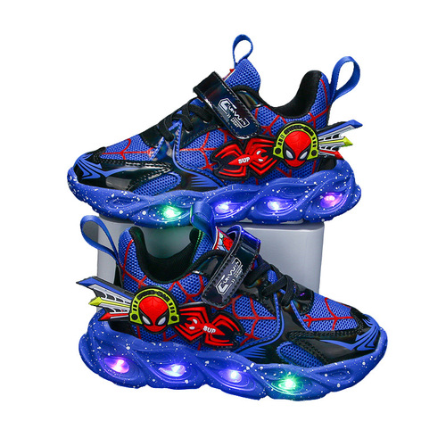 Spider-Man Kids' Light-Up Shoes Spring and Autumn New Boys' Sports Shoes Mesh Double Mesh Lighting Shoes