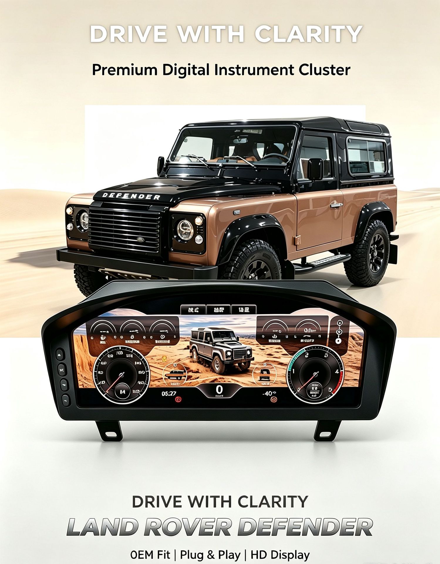 Suitable for Land Rover Defender Full Lcd Instrument Panel 12.3inch Old-To-New Instrument Assembly
