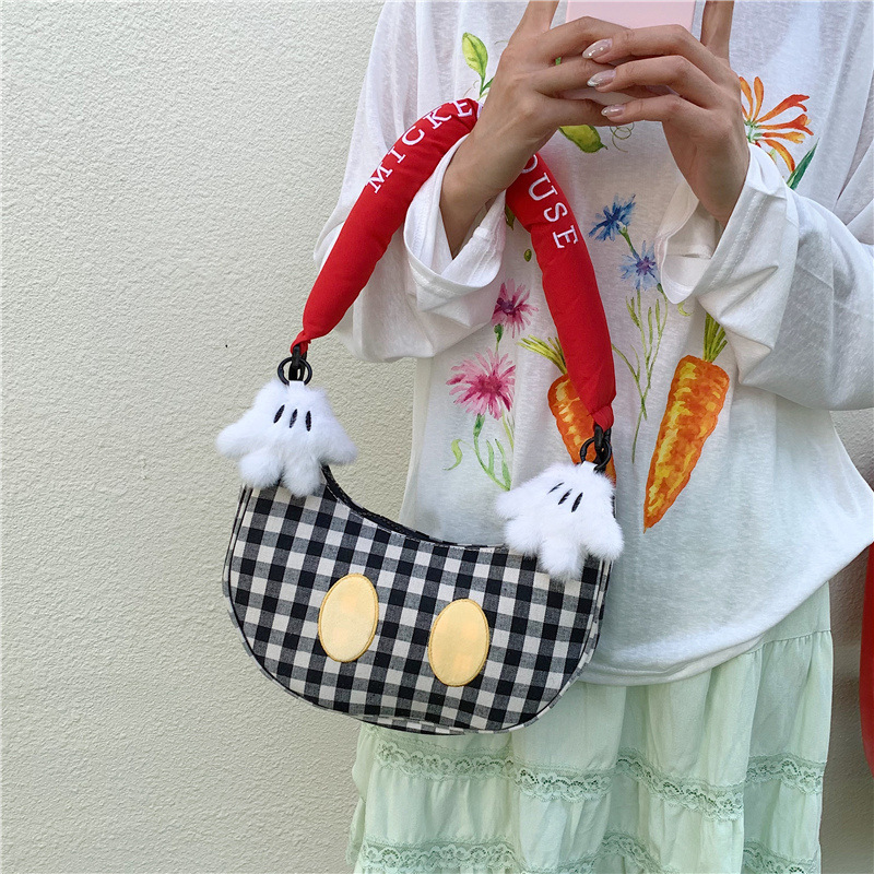 Korean-Style Cute Cartoon Plaid Sweet Handbag for Girls, New Stylish and Unique Dumpling Bag, Underarm Shoulder Bag Korean-Style Cute Cartoon Plaid Sweet Handbag for Girls, New Stylish and Unique Dumpling Bag, Underarm Shoulder Bag