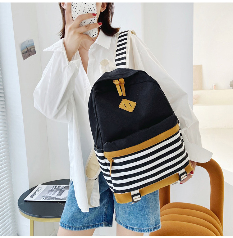 Stripes Large Capacity Fashion Canvas Backpack Wholesale Nihaojewelry display picture 16