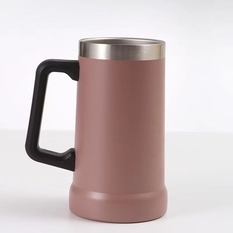Insulated Stainless Steel Beer Mug With Handle, Large Capacity_voghion.com