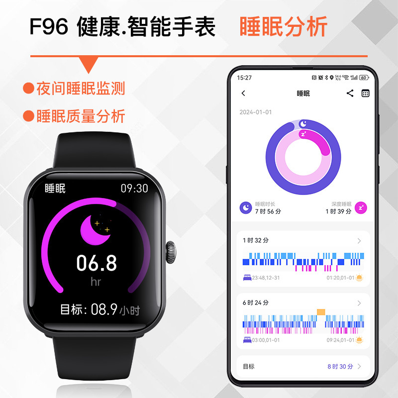 F96クロスボーダー新型スマート腕時計血糖測定SOS心拍数血圧血酸素bluetooth通話健康運動ハンドリング|undefined