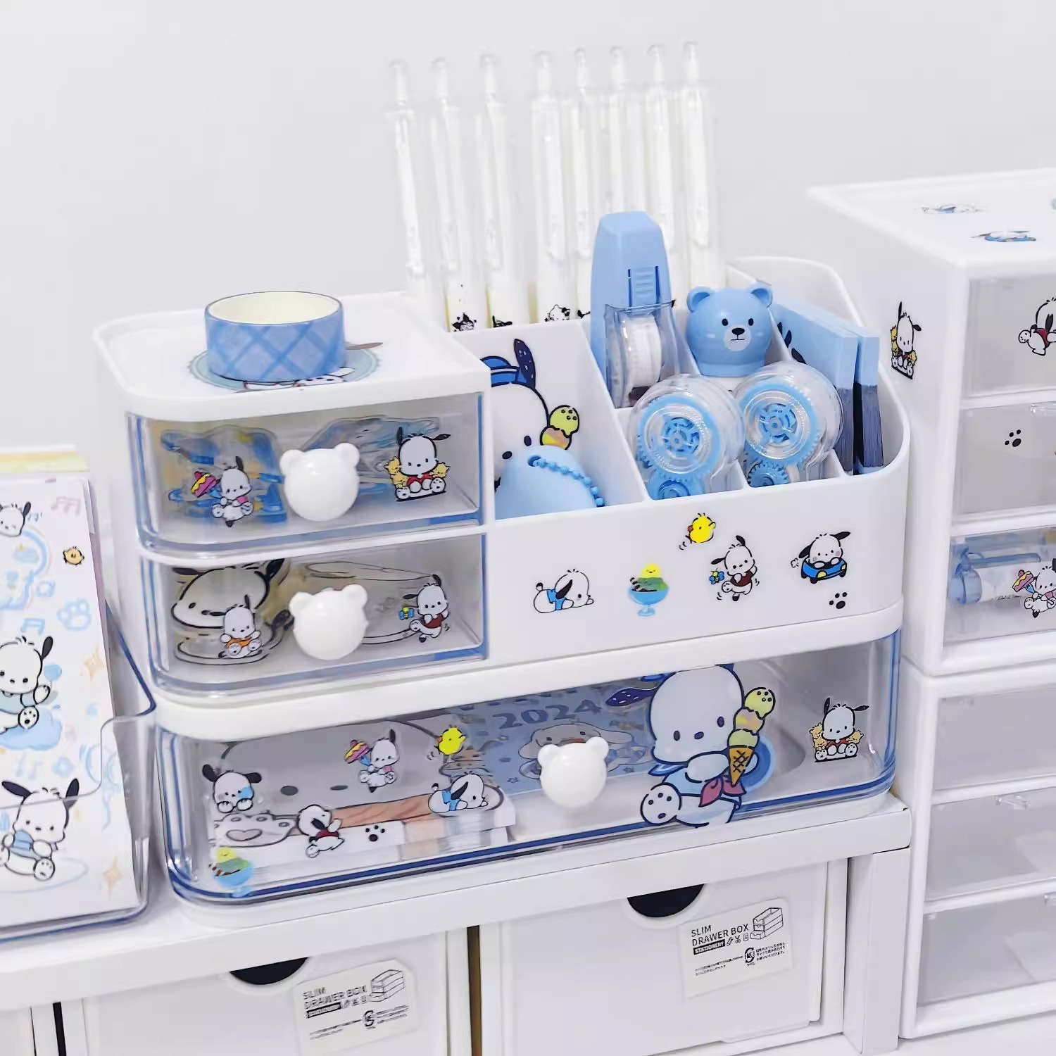 桌面收納盒高顏值抽屜式收納盒口紅學生筆筒文具收納化妝品整理盒