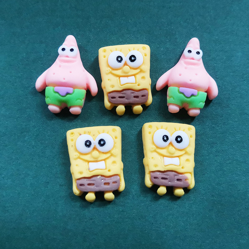 hot Cartoon SpongeBob SquarePants Send big star resin Material Science Hair clip Mobile phone shell manual diy Accessories