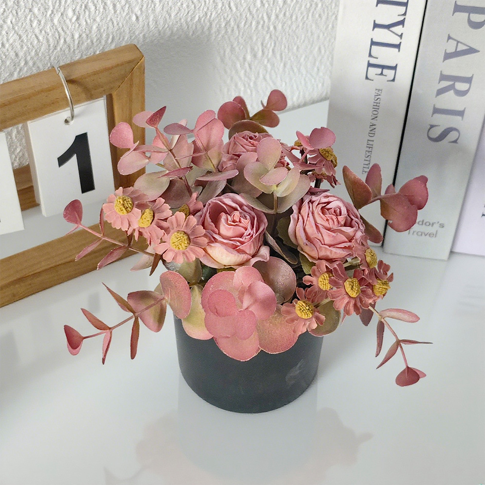 Burbuja rosa camomilla bonsai pequeña decoración de sala de estar fresca tela de seda transfronteriza amazónica flor eterna yugari