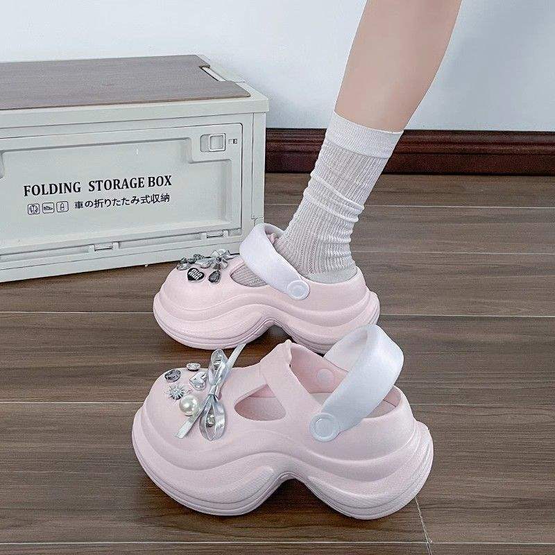 Sweet and Cool Fairy-Style Fashion Thick-Soled Clogs for Women, Suitable for Outdoor Wear, 2025 Spring/Summer New Model, Height-Increasing Non-Slip Sandals